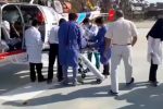 پرواز بالگرد اورژانس جهرم برای انتقال دانشجوی مصدوم شده در حادثه آتش‌سوزی