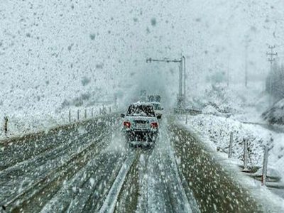 جاده‌های فارس زیر بارش برف و باران