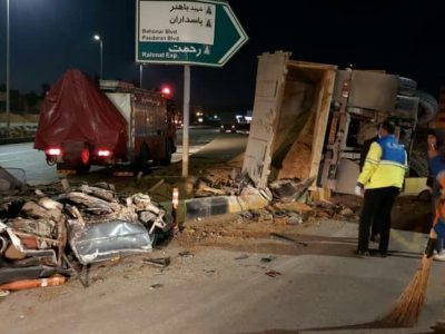تصادف عجیب کامیون با پژو