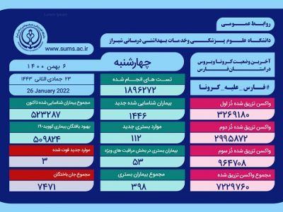وخامت جسمی ۵۳ بیمار کرونایی در فارس