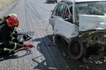 مرگ دلخراش راننده در سانحه تصادف خودروی سواری با تریلی