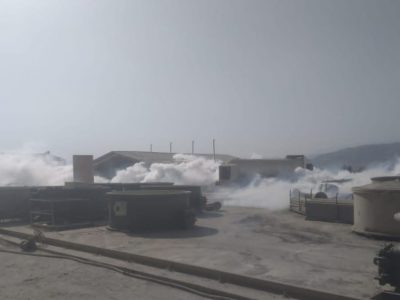 نشت مخزن کارخانه کربنات سدیم مهار شد