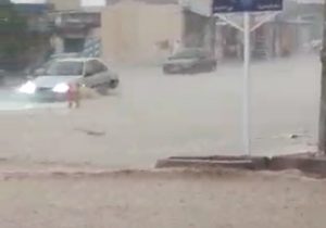 بارندگی شدید و سیلابی شدن شهر مصیری فارس