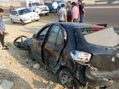 واژگونی خودرو تیبا در محور جهرم به شیراز با ۴ مصدوم