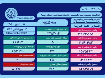وخامت جسمی 25 بیمار کرونایی در فارس