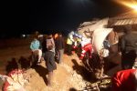 واژگونی تریلی در محور سعادت شهر -مرودشت/راننده با تلاش دو تیم امدادی رها سازی شد