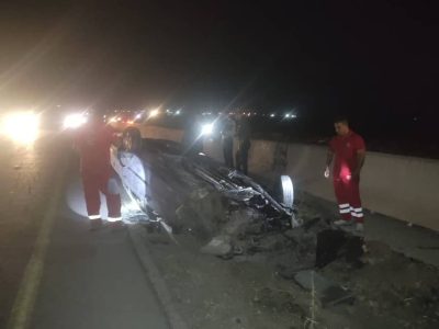 واژگونی خودروی سواری در جاده فیروزآباد به کوار